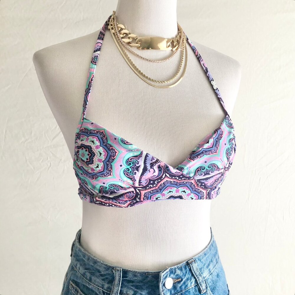 Retro VS Lavender Paisley Bikini Top Size 32B